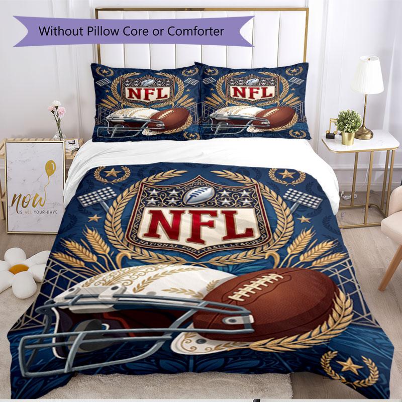3pcs Duvet Cover Set (1*Duvet Cover + 2*Pillowcase, Without Core), NFL Print Soft All‑Season Bedding Set, Home Bedroom Decor Gift
