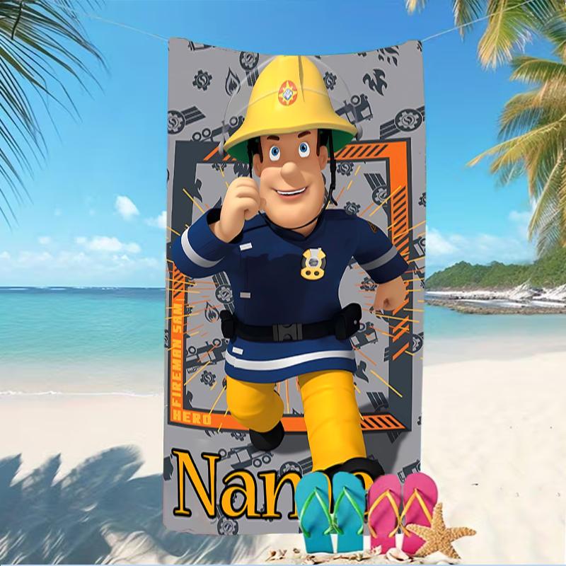 Customizable personalized beach towels Fireman Sam themed designs.Suitable for the beach, yoga, sports;ideal as beach accessories