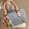 Nanfeng versatile new bread puppy, soft powder morning light pillow bag, women's denim blue cloth bag, shoulder messenger bag