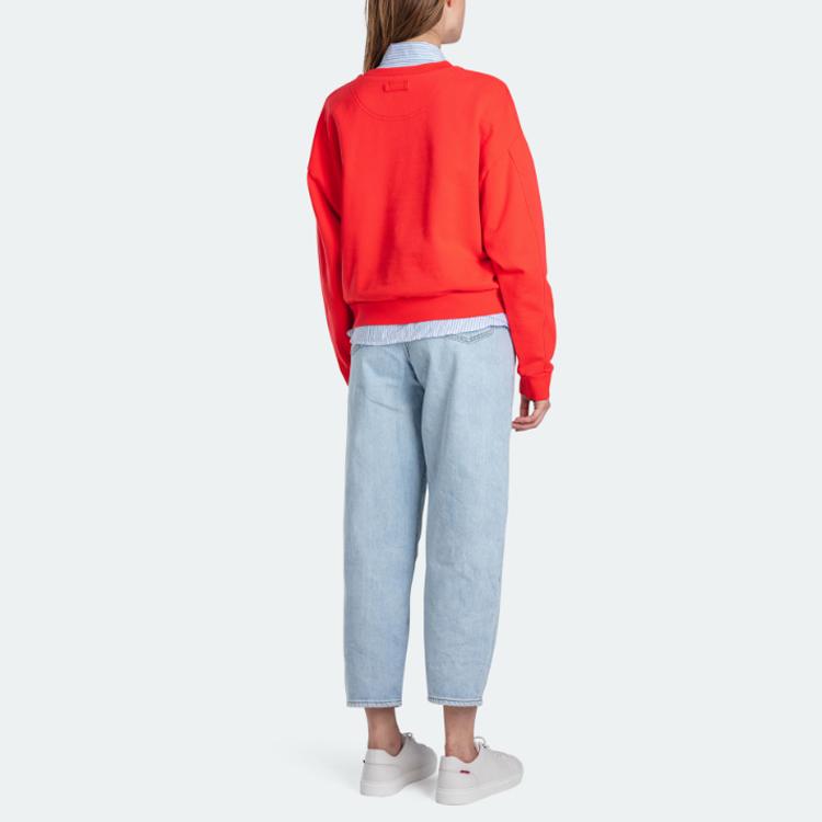 Levis однотонный длинный рукав круглый вырез свободный обычный свитшот женский свитшот красный 85630-0000