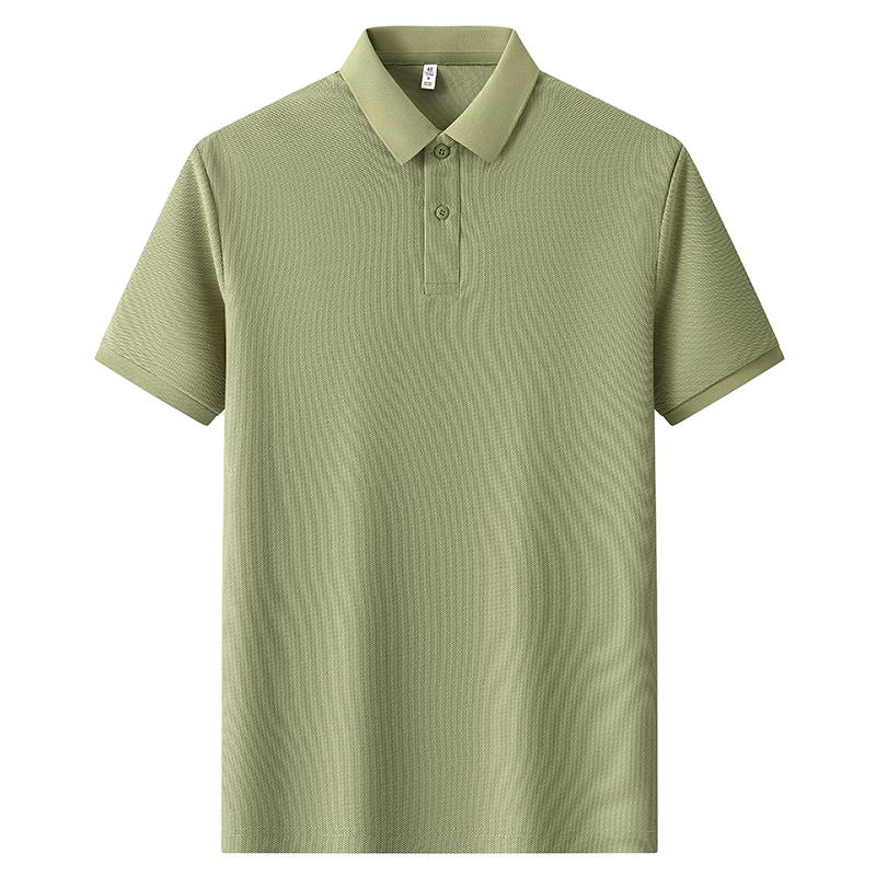 2025 New Summer Men's Lapel Short-sleeved T-shirt Polo Shirt Solid Color Top