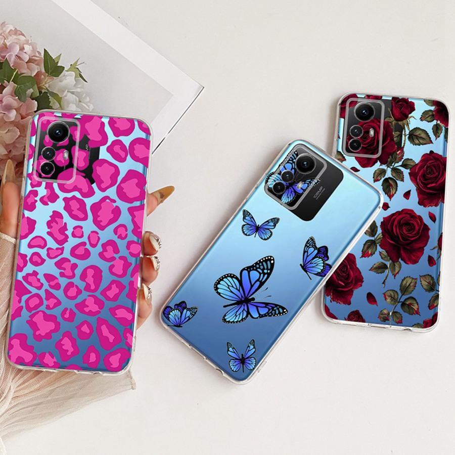 Case For Xiaomi Redmi Note 12s Phone Cover for Redmi Note12s Soft Silicone TPU transparent Painted Flower Fundas 6.43''