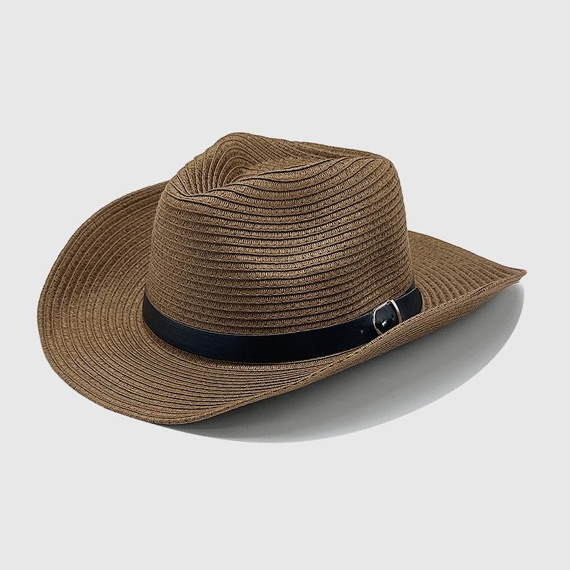 Летняя защита от солнца Дышащая шляпа панама Соломенная шляпа Европейская и американская мода Аксессуары с поясом Шляпа западного ковбоя Мужская шляпа для защиты от солнца