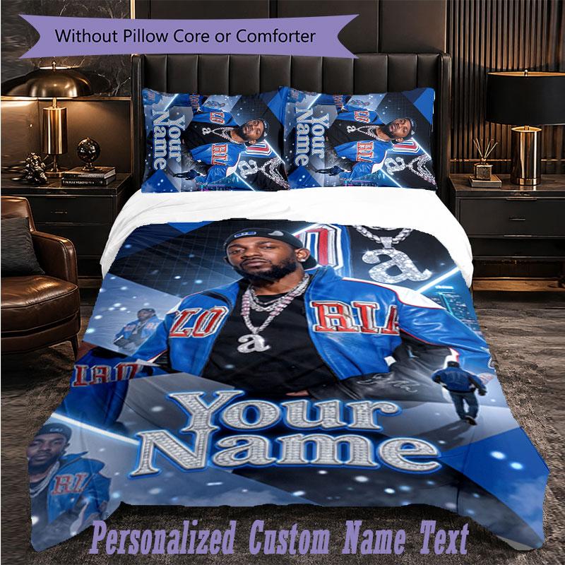 Personalized 3Pcs Bedding SetKendrick Lamar Custom Text Duvet Cover Pillowcase Set Bedroom Gift