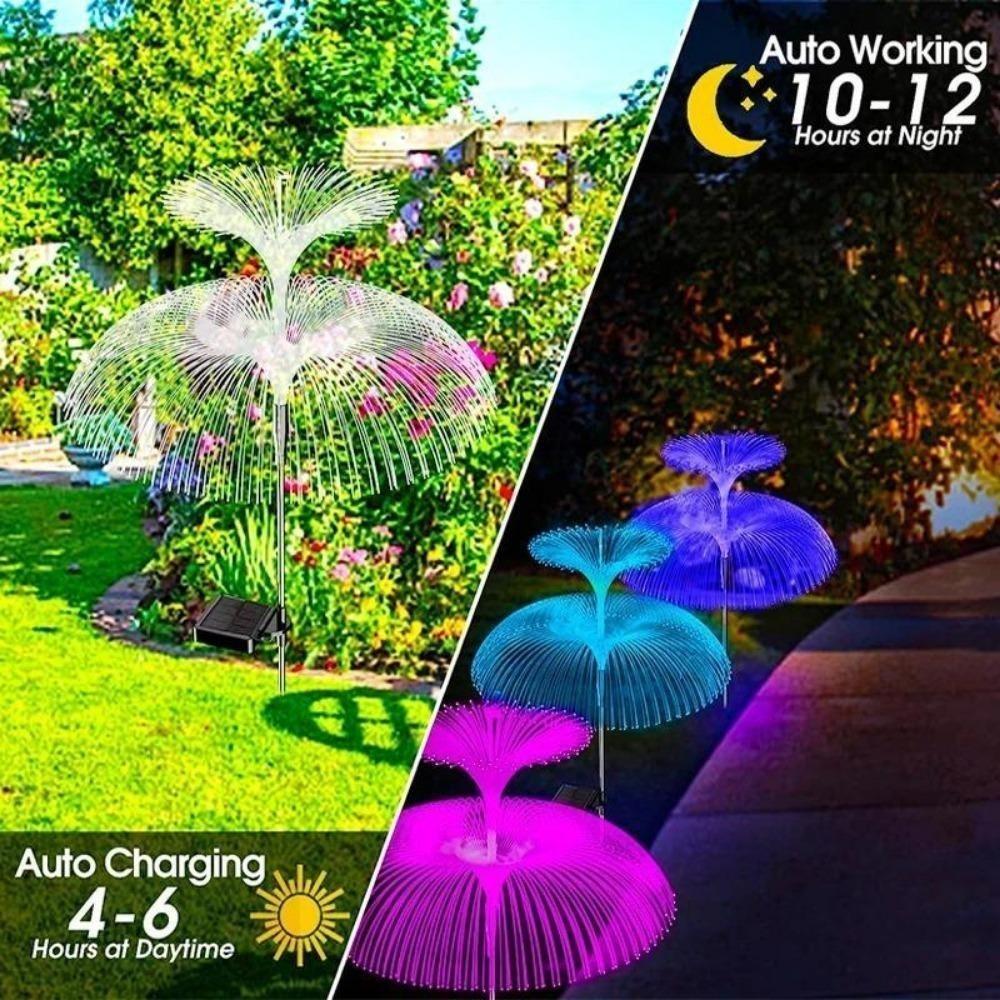 Садовые светильники на солнечных батареях, водонепроницаемые, оптоволоконные, газонные светильники в виде медуз, для патио, виллы, двора, украшения сада, наземная лампа