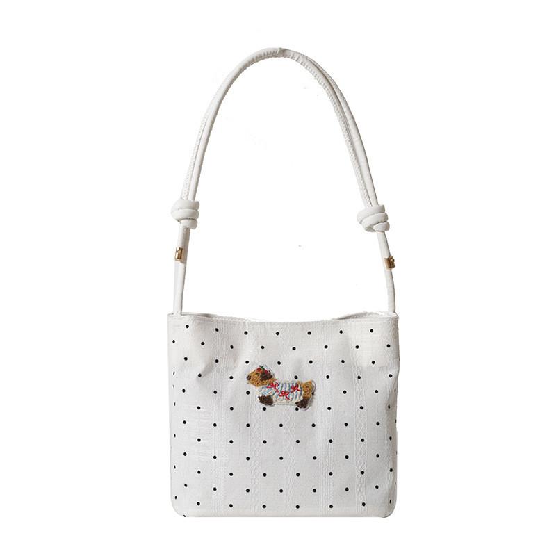 Elegant High-end Plaid And Polka Dot Handbag For Women Stylish Medium Shoulder Bag