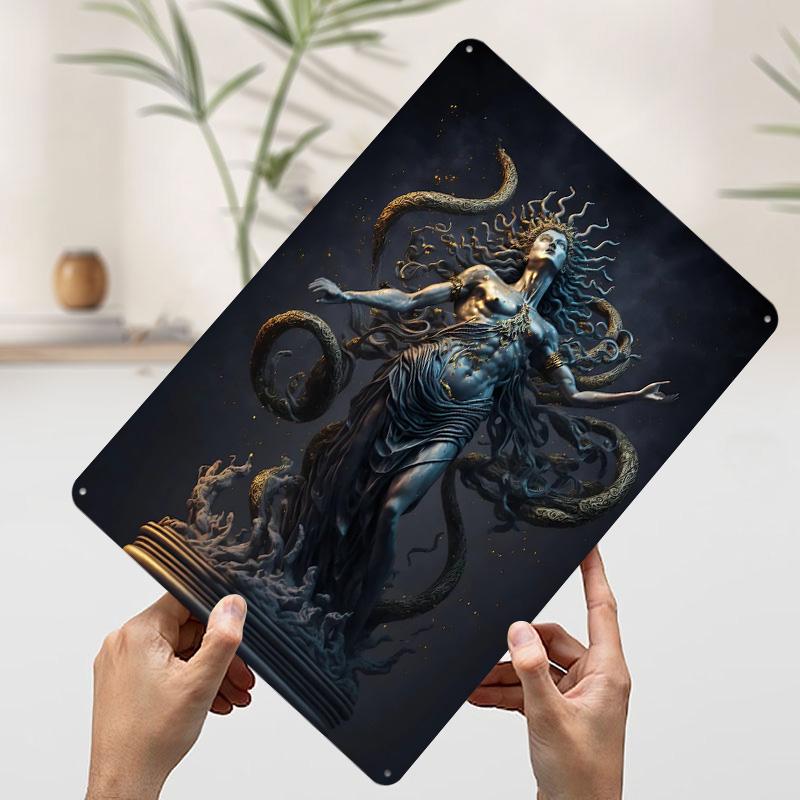 Medusa the Gorgon Printed Poster Customized Retro Wall Art Vintage Metal Tin Signs for Home Office Decor Room Accessories House