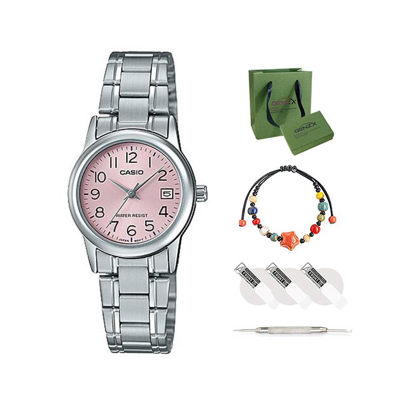Casio Женские часы стандартной серии Розовые LTP-V002D-4B LTP-V002D-4B