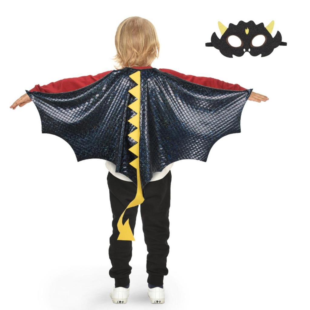 Dinosaur Cape Shiny Costume with Mask Sparkling for Halloween, Kids
