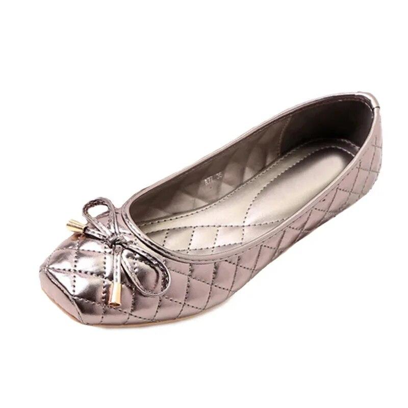 2024 весенне-летняя обувь, женская обувь на плоской подошве с квадратным носком, женская брендовая обувь, модные балетки на плоской подошве, черные, золотые, мягкие, большие размеры 41