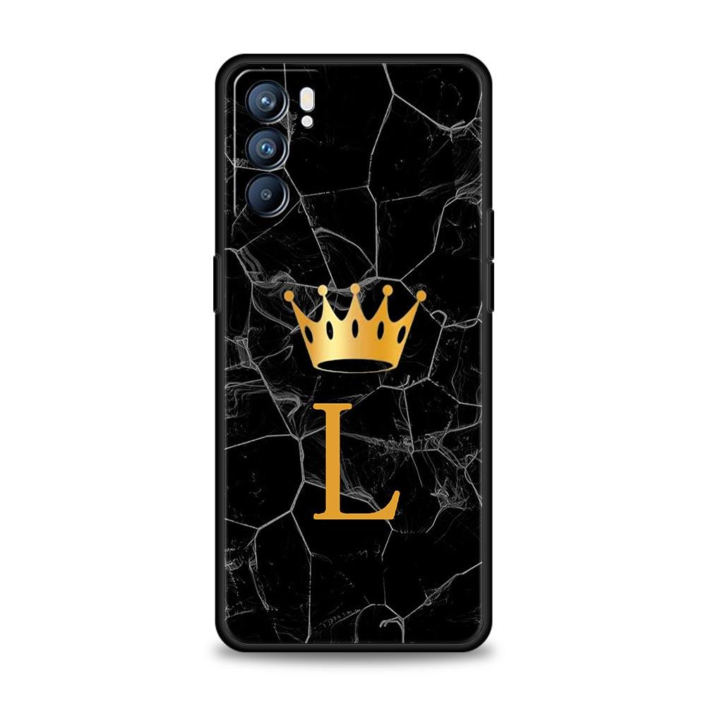 Чехол для телефона для Oppo A54 A53 A52 A9 A15 A95 A17 A16 A76 A74 A57 A31 Find X6 X5 Reno8 Reno7 Reno6 Pro 5G Чехол Корона Буква A от Z