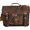 16 Inch Leather Messenger Bag for Men Handmade Vintage Laptop Computer Shoulder Brown Office Briefcase