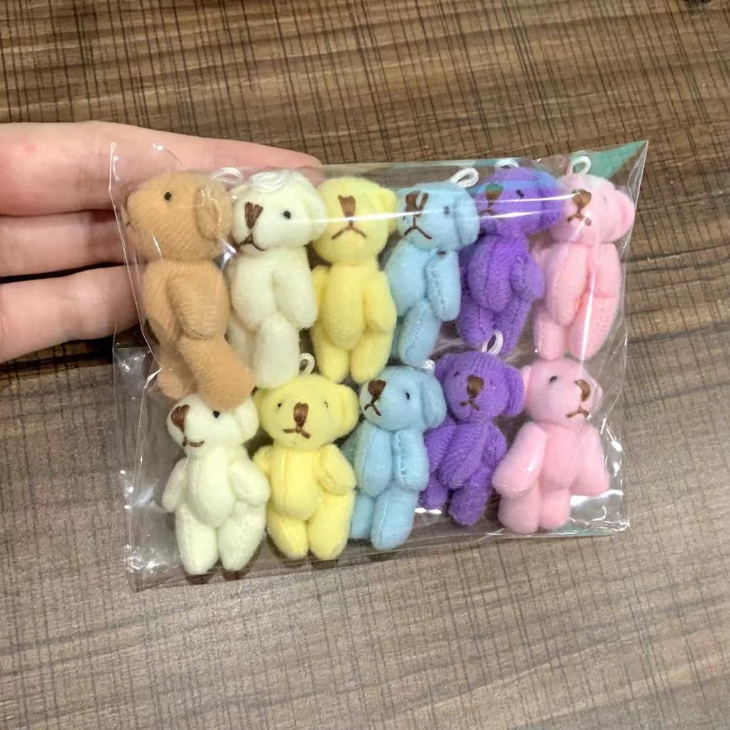 12pcs/lot Colorful Jointed Bear Dolls Mini Teddy Bear Plush Toys Cute Animal Stuffed Plush Doll Girl DIY Keychain Christmas Gift