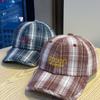 Ретро Клетчатая Бейсболка для Женщин Четыре Сезона Солнцезащитная Дышащая Весна и Осень Повседневная Шапка с Маленьким Утиным Козырьком Модная
