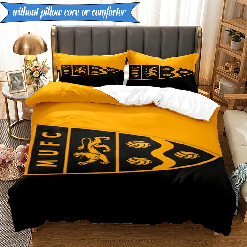 3PCS Football Crest Printed Soft Bedding Set,Including 1pc Duvet Cover And 2pcs Pillowcases Perfect for Bedroom, Dormitory, Fan gift