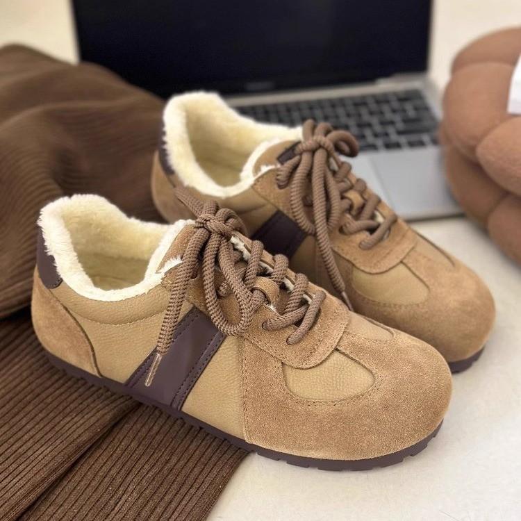 AJGS женские мягкие кожаные туфли плюс бархат теплые повседневные спортивные туфли версия новые шнурованные нескользящие плоские спортивные ботинки для бега