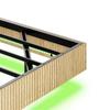 Modern Bed with Floating Design and Grooved Panelling, Equipped with Mood LED Lights and Reinforced Flat Iron Bed Frame-140 x 200 cm – Light Oak