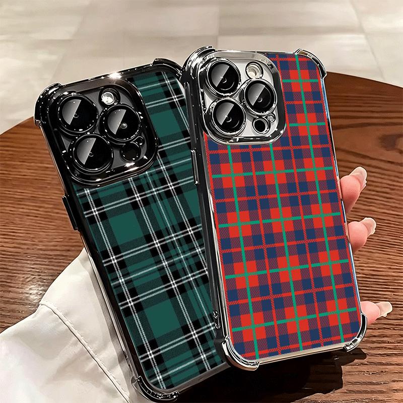 Мягкий чехол для телефона с узором в клетку тартана клана Стюарт для iPhone 15 16 17 Air 14 Pro Max 16E Plus 13 12 Mini, с покрытием, противоударный Funda
