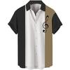 Men's Casual Shirt 3D Music Note Printed Hawaiian Men's Short Sleeve Lining