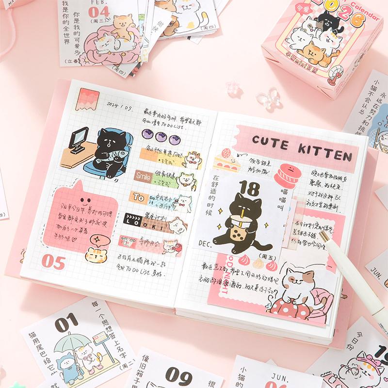 Мини-календарь 2026 Ежедневник 365 дней Отрывной календарь для офиса школы дома Настольный органайзер Блокнот Подарок для студентов