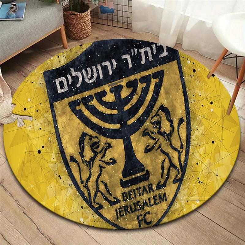 Beitar Jerusalem Round Area Rug,Carpet Rug for Living Room Bedroom Sofa Playroom Decor,Non-slip Floor Mat