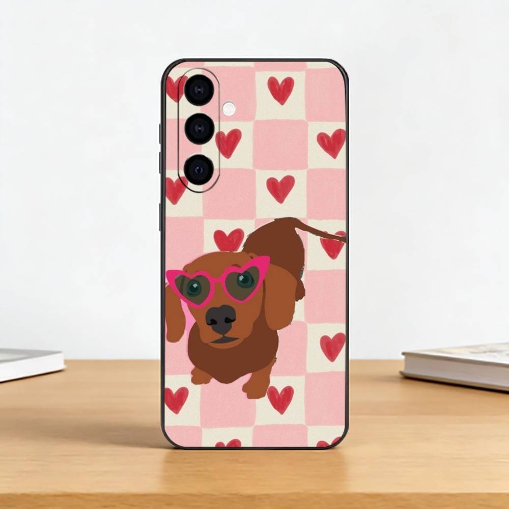 Милый такса-сосиска D-Dog Чехол для телефона Samsung Galaxy A73,A72,A71,A70,A53,A52,A51,Мягкий силиконовый черный чехол