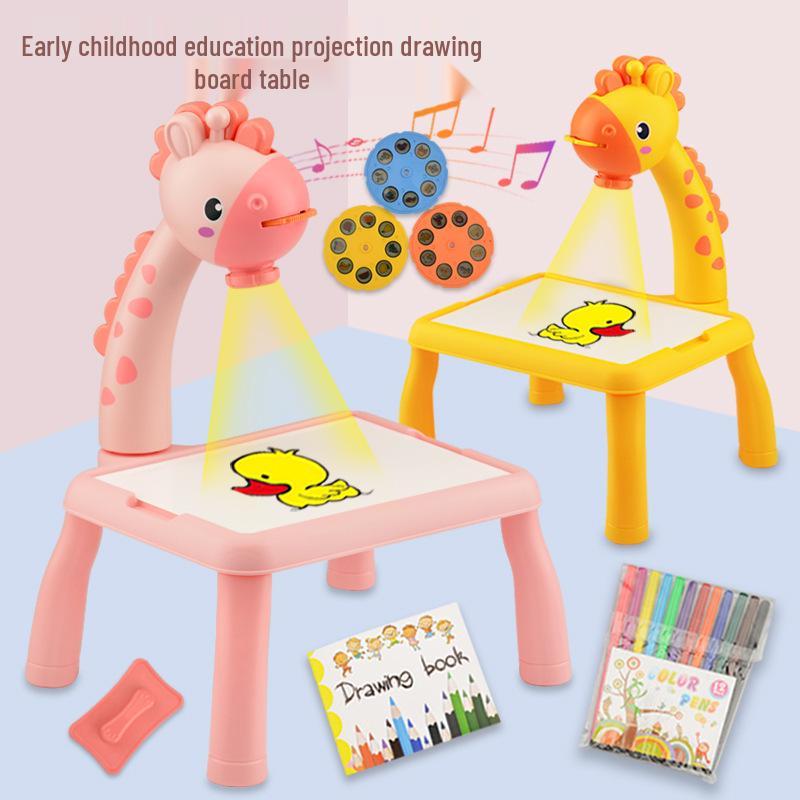 Проекционный чертежный стол Zhile Little Deer: Многофункциональная мультяшная доска для граффити со звуком и светом для детей