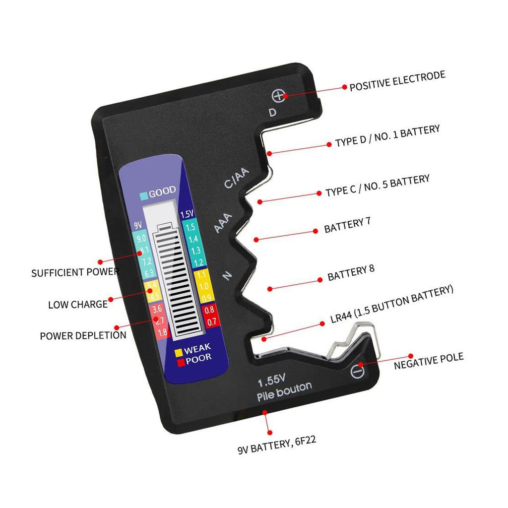 Цифровой тестер аккумуляторов Цифровой тестер емкости аккумуляторов Универсальный анализатор таблеточных элементов DCN AAA AA 9 В 1,5 В