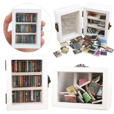 Фигурка для книжной полки Shake Away Anxiety, деревянная миниатюрная книжная полка, украшение для книжного уголка, мини-карманный книжный шкаф