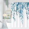 1 Полиэстеровая шторка для душа с принтом синих листьев - Цифровая печать высокого разрешения, машинная стирка, с деталями-люверсами для легкого подвешивания