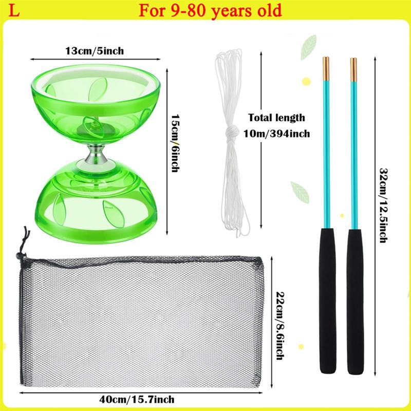 Китайское диаболо с тройными подшипниками, 3-подшипниковое диаболо зеленое китайское йо-йо профессиональная цирковая вращающаяся игрушка с ручками