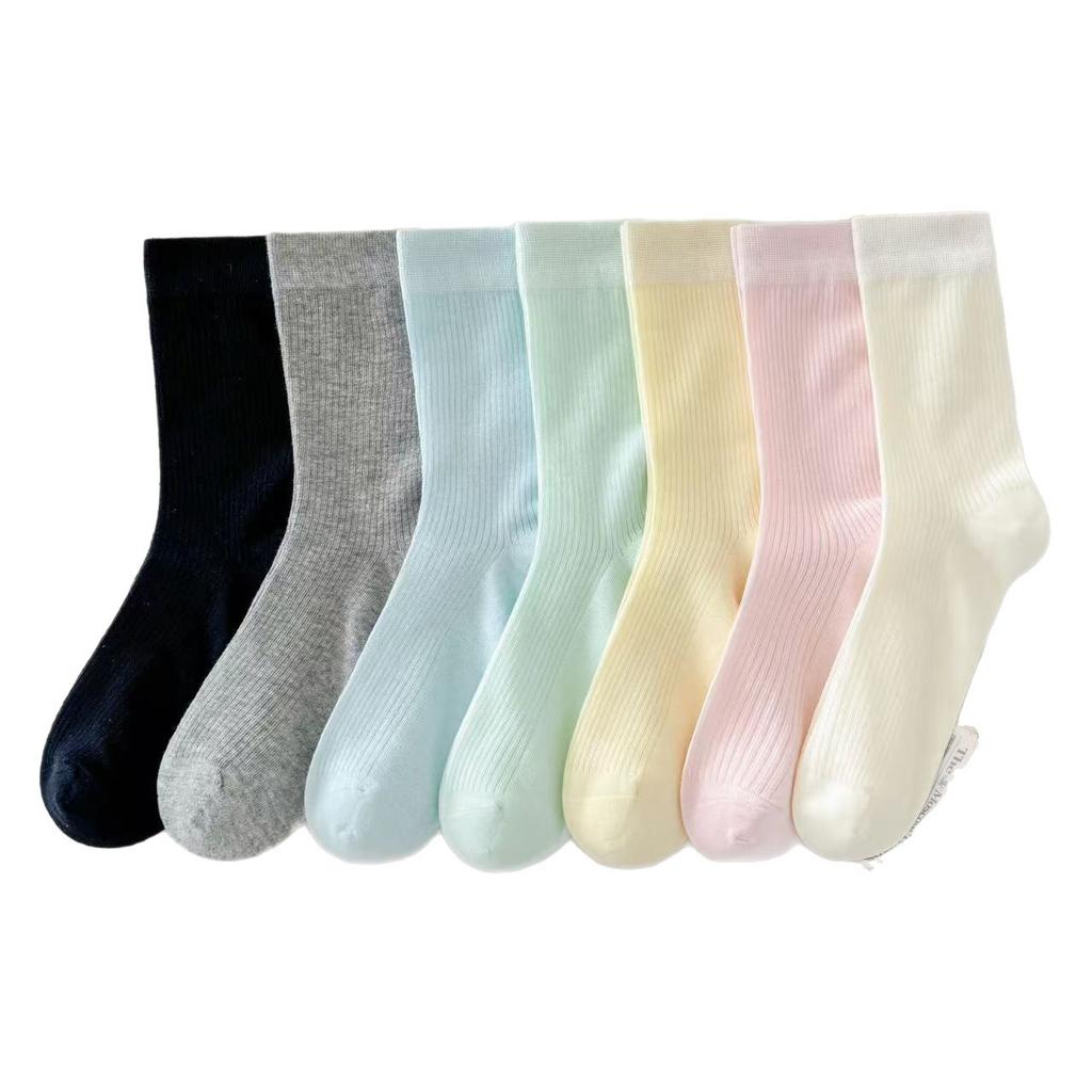 Балетные однотонные носки, женские из гребенного хлопка, весенне-летние бесшовные тонкие носки с низким ворсом, милые дофаминовые носки до середины икры