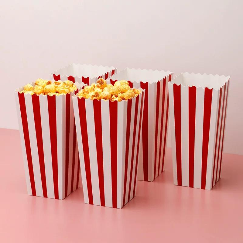 20/50pcs Popcorn Box Buckets Fries Cup Movie Night Kids Birthday Party Favors Snack Container Bag Wedding Christmas Supplies Party Decoration Props