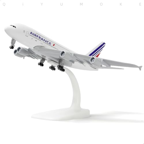 QIYUMOKE A380 Франция 1/300 Металлическая литая модель самолета - A380 Sky Jumbo Модель самолета A380 со стойкой (Длина 7,5 дюйма) для подарка любителю авиации или Di