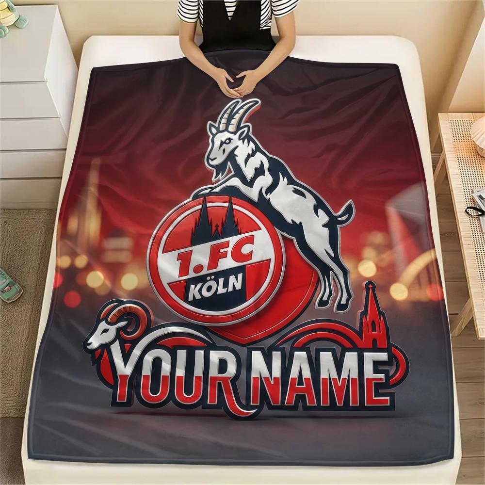 Custom Name 1.FC Köln Flannel Blanket, High quality Comfortable for All Seasons, Home Decor, Warmth and Comfort