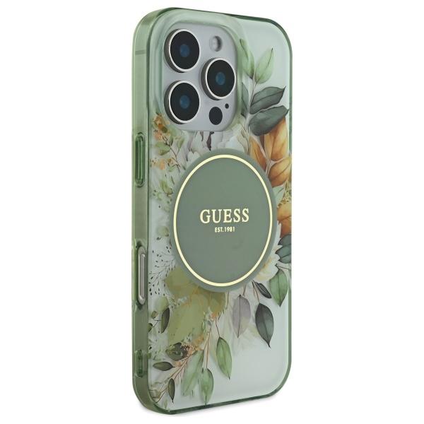 Guess Guhmp16Lhfwbdcen Iphone 16 Pro 6.3 Zielony/Green Hardcase Iml Flower & Tonal Circle Magsafe