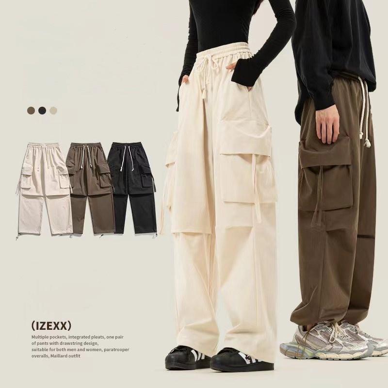 Новые свободные брюки-карго-десантники с широкими штанинами, весенние модные брендовые брюки с несколькими карманами для мужчин