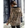Leopard Pattern Zipper Hooded Teddy Coat, Versatile Long Sleeve Thermal Outwear for Fall & Winter, Women's Clothing