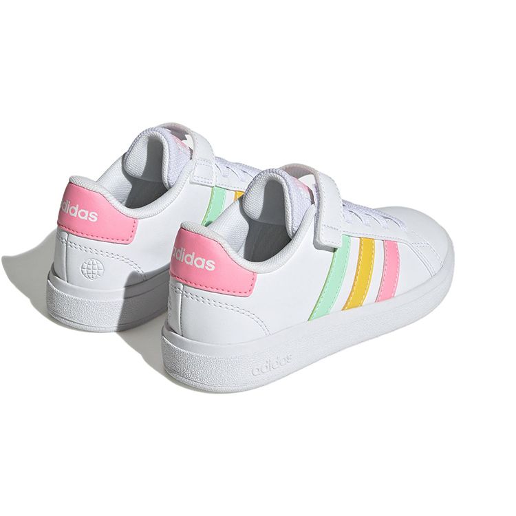adidas Grand Court 2.0 Little Kid Белые разноцветные детские кроссовки Cloud-White Pulse-Mint Beam-Pink HP8913