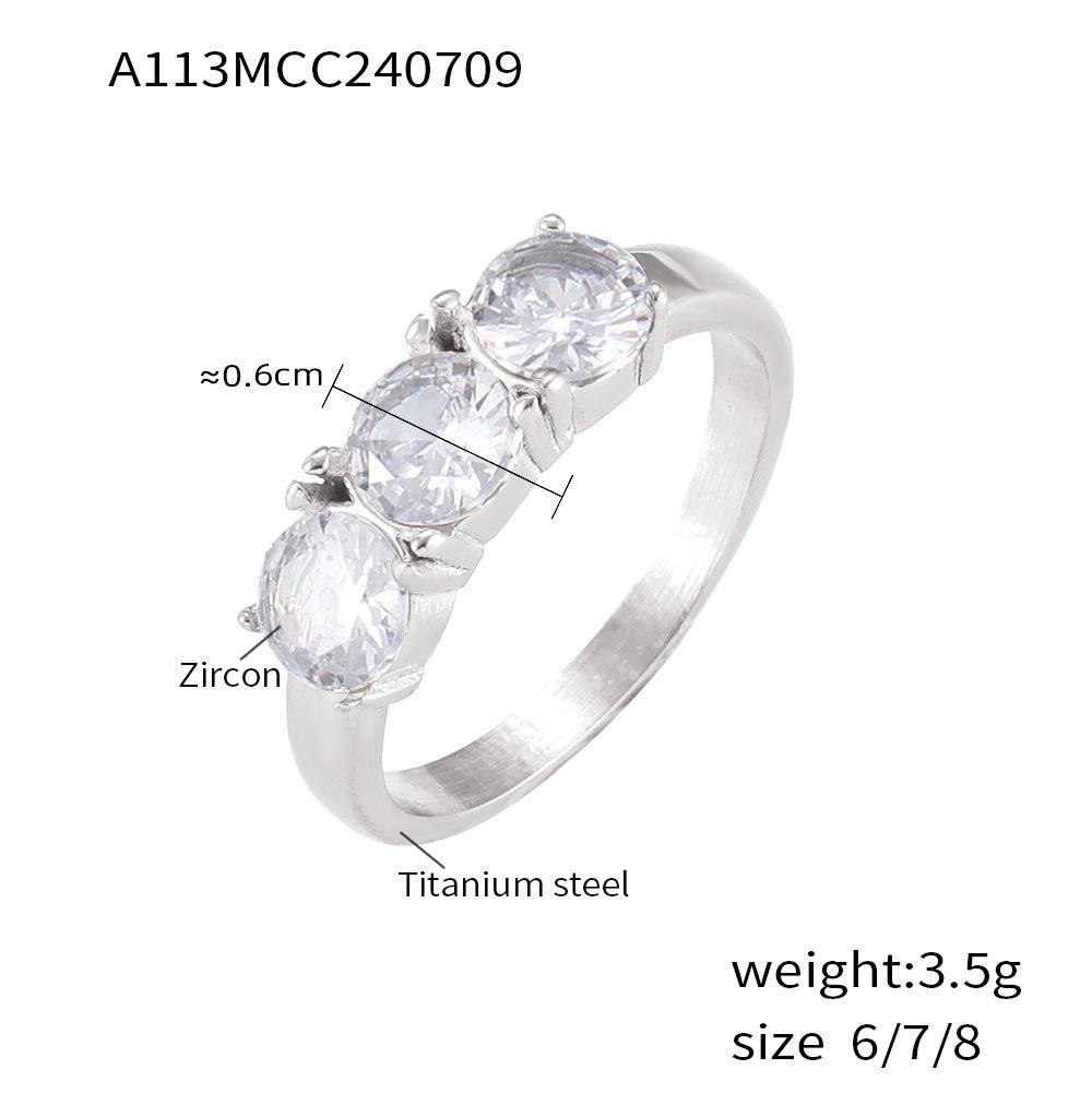 Кольцо Niche с четырьмя когтями, инкрустированное круглым цирконием, простой дизайн Niche High-End, титановая сталь, покрытая 18-каратным золотом