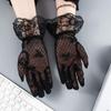 Transparent Bow Short Sunscreen Lace Gloves Mesh Tulle Mittens Fashion Bridal Gloves  Women