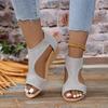 Fashion Summer Heeled Shoes for Women 2024 New Bling Back Zipper Women's Wedge Sandals Outdoor Retro Casual Women's High Heel Sandals