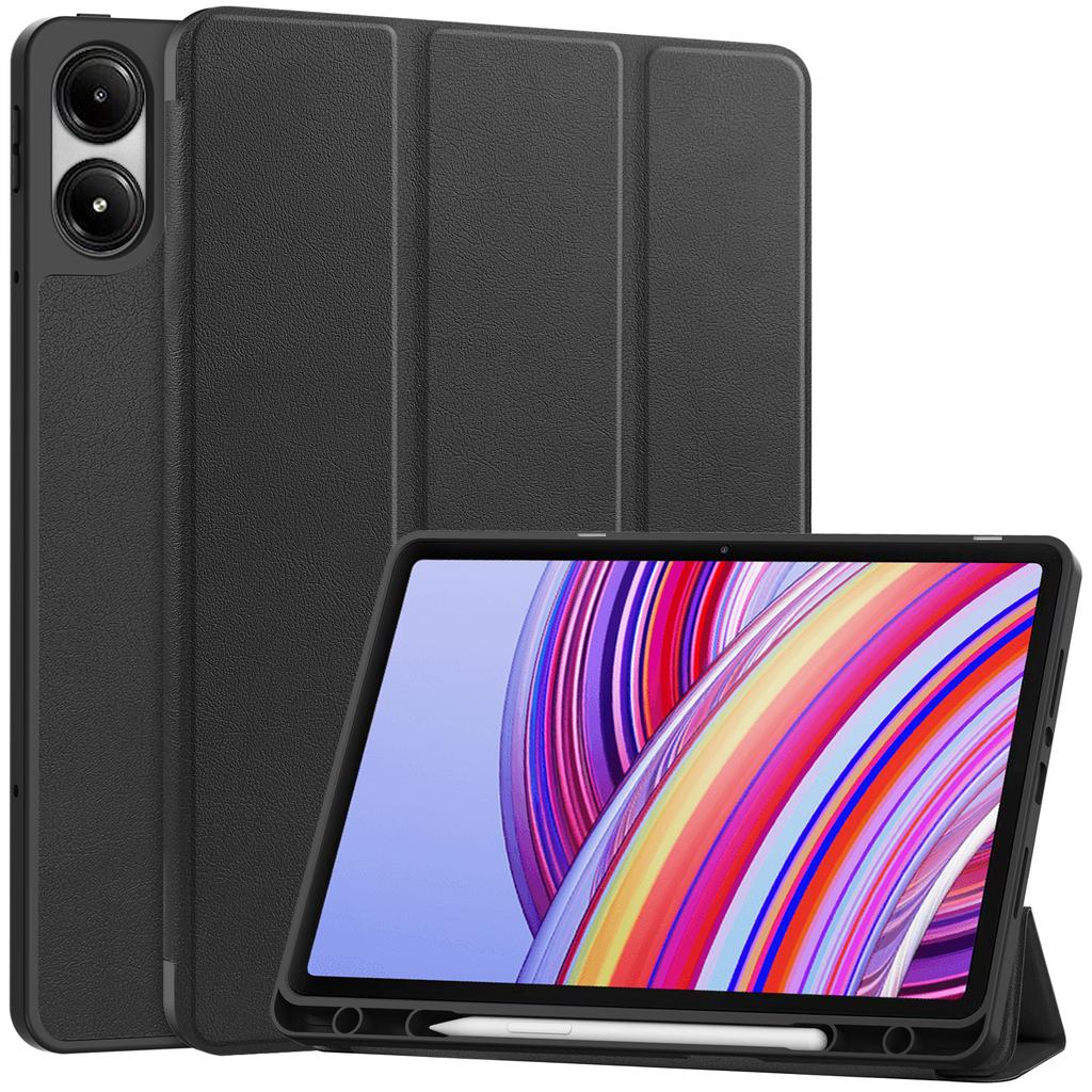 Чехол для планшета Xiaomi Redmi Pad Pro/Redmi Pad Pro 5G/Poco Pad 4G, трехскладная подставка, кожаный чехол со слотом для стилуса