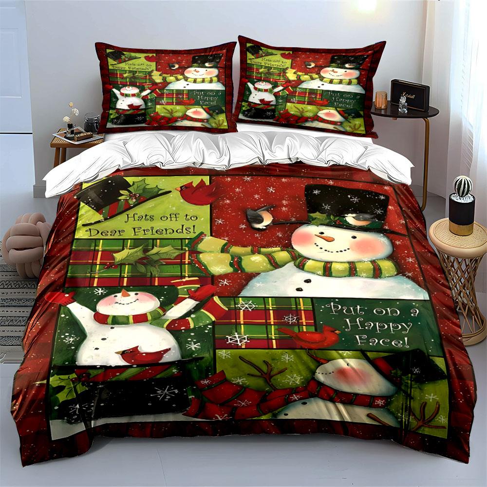 Snowmen, cardinals, plaid patterns. Bedding sets Duvet cover sets Duvet covers Pillowcases(1 * Duvet Cover 2 * Pillowcases without duvet insert)