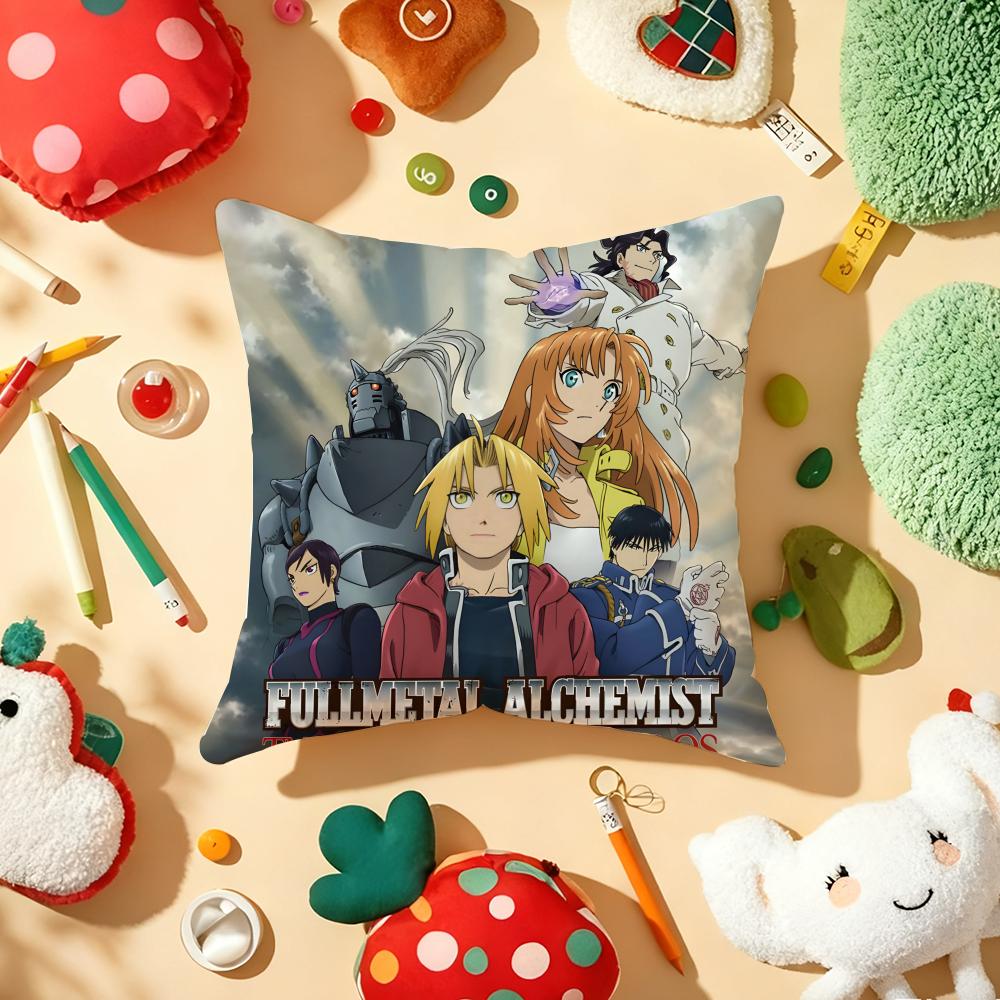 Cushion Cover Plush Fabric Soft DoubleSided Printed Sofa Warm Winter Home Gift Pillow Cover FFullmetal AAlchemist Anime