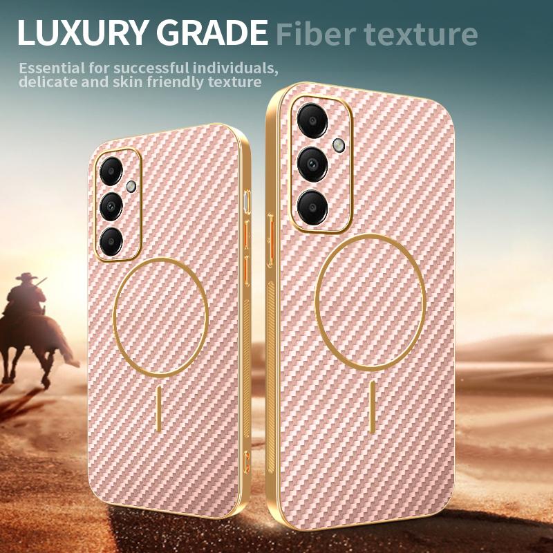 For Samsung Galaxy A05s 4G Phone Case Carbon Fiber Textured Electroplated TPU Back Cover