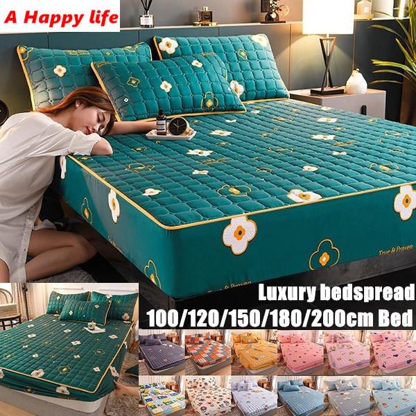 Bed Sheets Fitted Sheet Print Thicken Mattress Cover for Bed Bedspread Non-slip Bed Pad Protecotr Cover Bed Mat Cover No Pillowcase