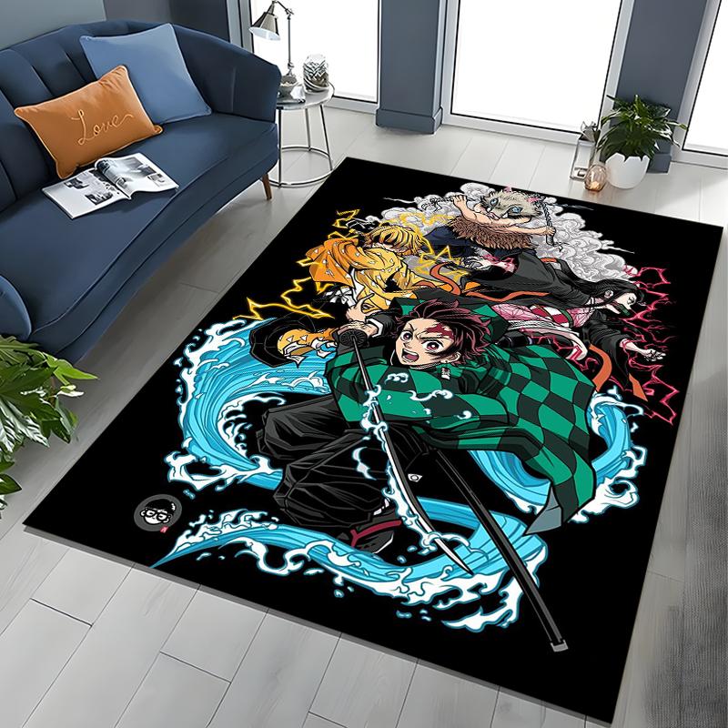 2026 New Retro D-Demon-Slayer Cartoon Gift Rug for Bedroom Living Room Sofa Home Doormat Decor , Kids Play Non-slip Floor Mat