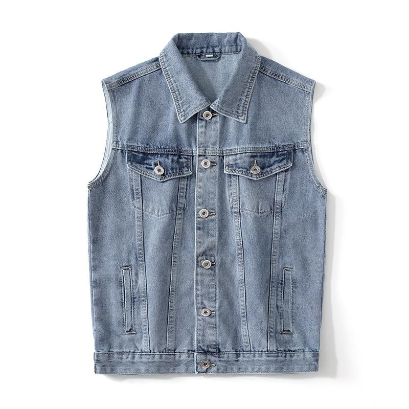Новая рабочая джинсовая куртка мужская весенне-осенняя американская ретро свободного кроя весенняя джинсовая куртка-жилет
