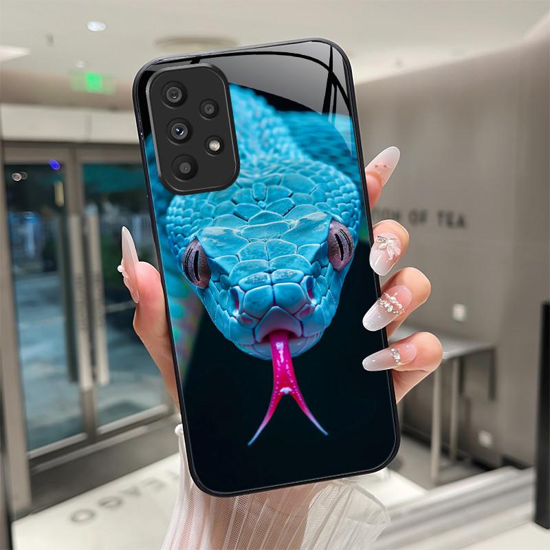 Cute Cartoon Cats Flower Case For Samsung Galaxy A52 A52S A72 4G 5G Tempered Glass Phone Case Protective Back Cover Hard Shell